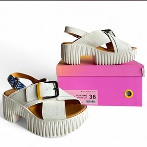 PLIA JUNO White Mix Platform Sandal